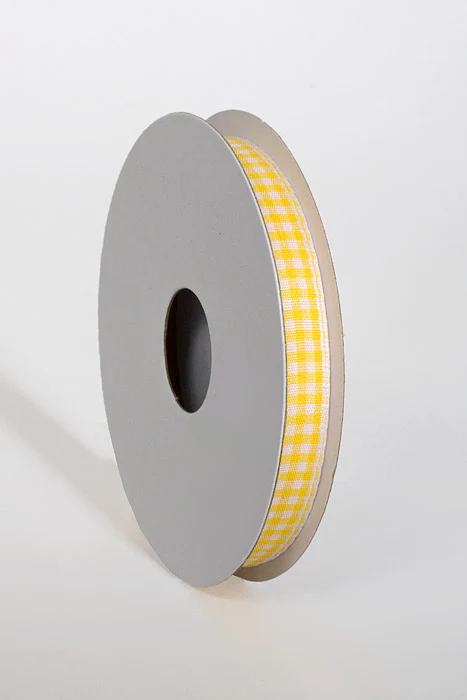 3/8"  X 10Yds Mini Gingham Ribbon Yellow - Image 2