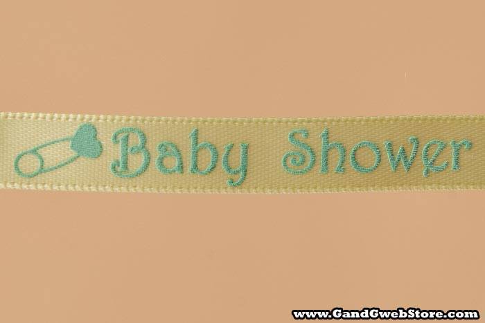 3/8" X 10yds Printed Satin Baby Shower Yellow - Image 3