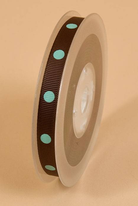 3/8" X 17yds Grosgrain Brown/aqua #850/314