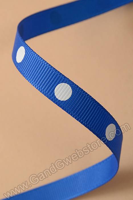 3/8" X 17yds Grosgrain Polka-dot Ribbon Electric Blue/white - Image 2