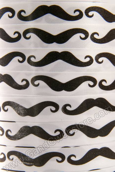 3/8" X 250yds Mustash Curling Ribbon Black/white - Image 2