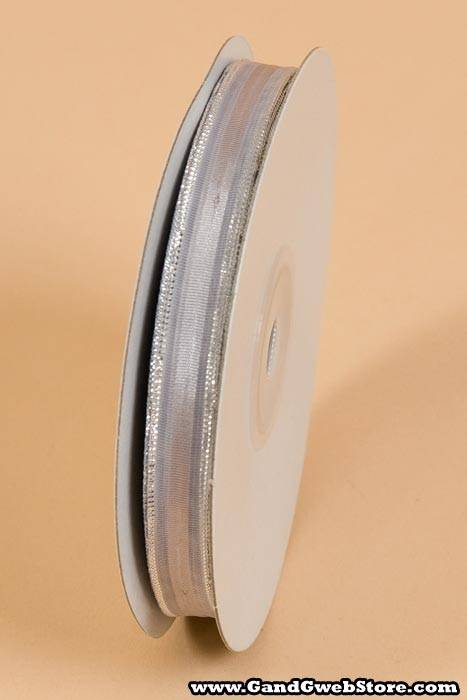 3/8" X 25yds Sheer Pull Bow W/silver Trim Silver - Image 2