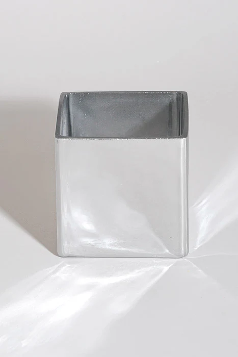 3.90" X 3.90" Square Glass Vase Silver - Image 2