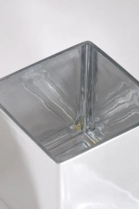 3.90" X 3.90" Square Glass Vase Silver - Image 3