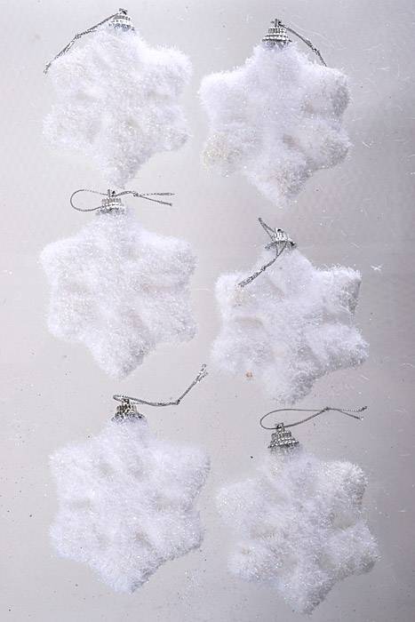 3" Foam Snowflake Ornament W/glitter White Pkg/6 - Image 2