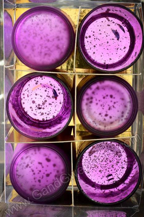 3" Frosted Mercury Glass Candle Holder Purple Pkg/6 - Image 2
