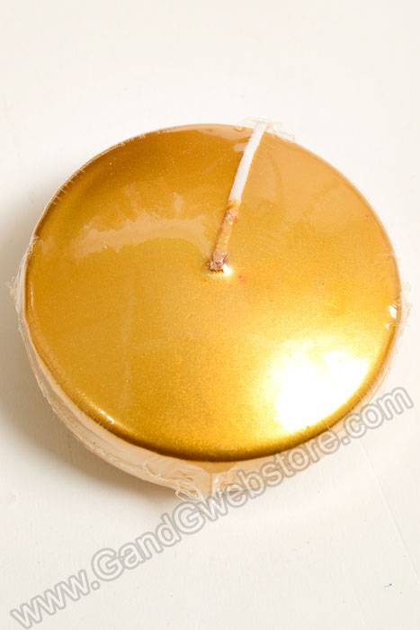 3" Metallic Disc Floating Candle Gold - Image 2
