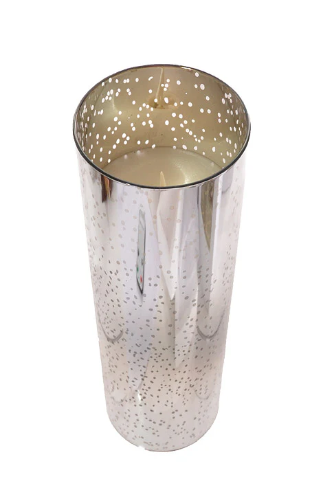 3" X 10" Mercury Glass Candle Holder Silver - Image 2