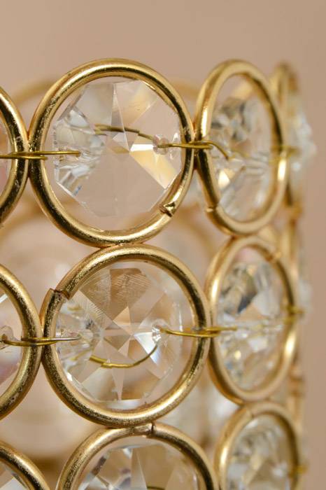 3" X 2.5" Crystal Bead Candle Holder Gold/clear - Image 2