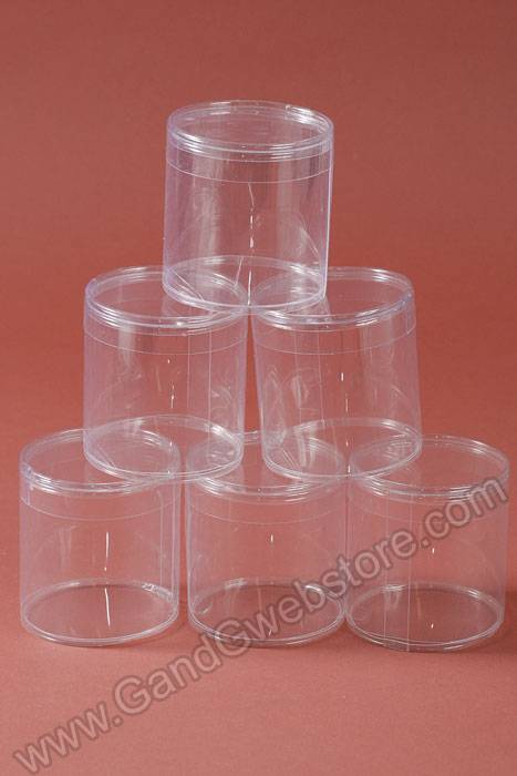 3" X 3" Plastic Cylinder Box Clear Pkg/6 - Image 2