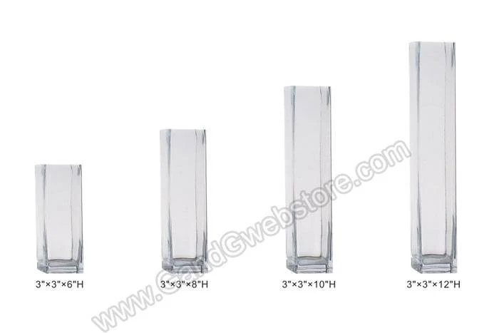 3" X 3" X 6" Square Glass Vase Clear - Image 2