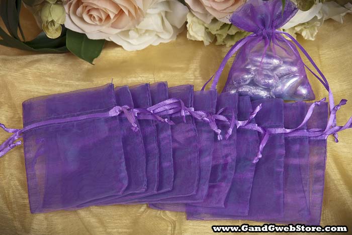 3" X 4" Organza Pouch Violet Pkg/12 - Image 2