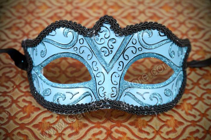3" X 6" Venetian Colombina Mask Light Blue - Image 2