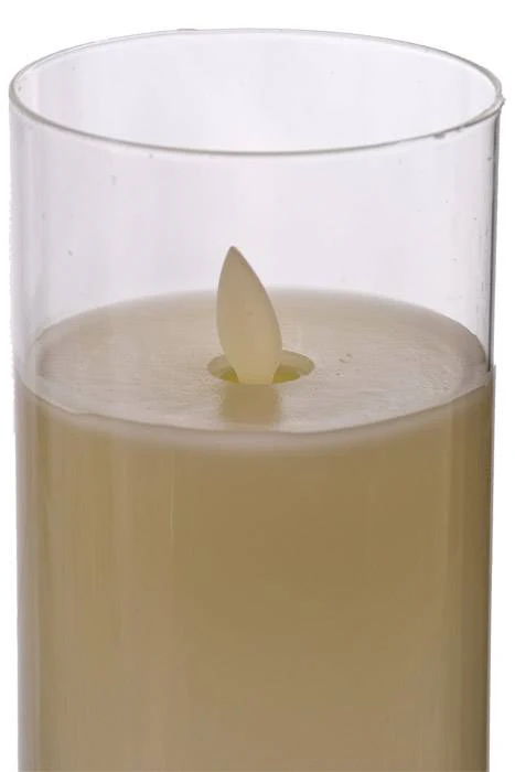3" X 9" Glass Flameless Pillar Candle Ivory - Image 2