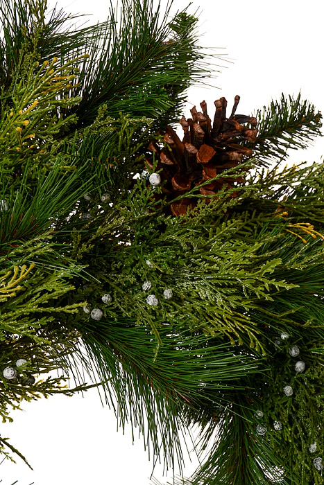 30" Cone Berry Cedar Pine Wreath Green/Brown - Image 2