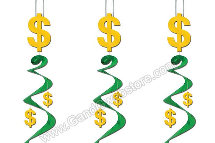 30" Dollar Sign Whirls Green/gold Set/3 - Image 2