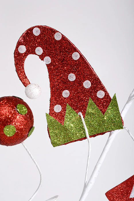 30" Glitter Christmas Cap Spray Red/White/Green - Image 2
