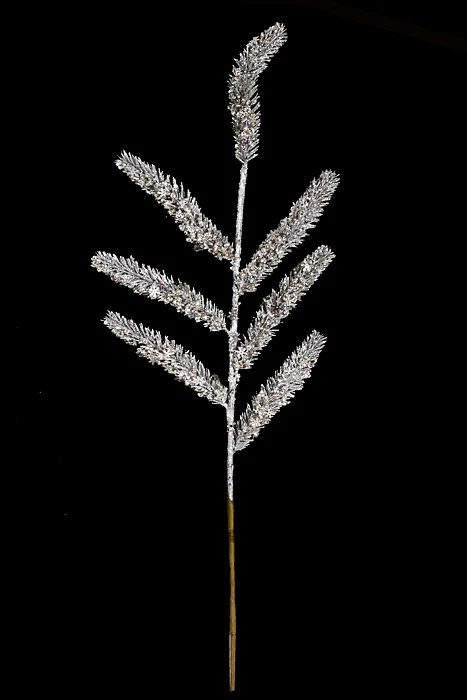 30" Glitter Pine Spray Silver