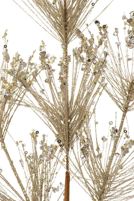 30" Sequin Tip Glitter Pine Spray Champagne - Image 2