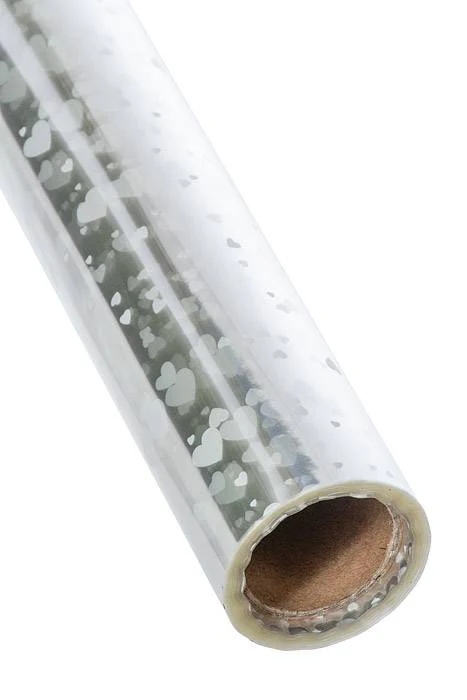 30" X 100' White Hearts Krystal Phane Roll