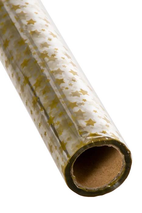 30" X 100ft Star Krystal Phane Roll Gold/Clear