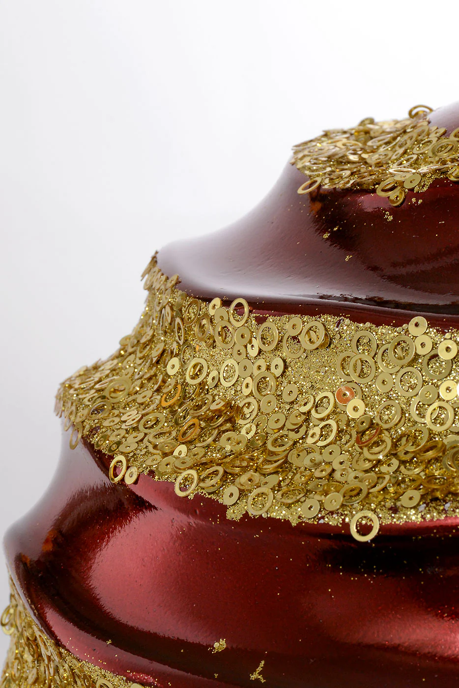 300Mm Plastic Ball With Glitter/Sequin Ornament Burgundy - Image 2