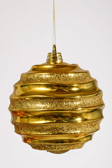 300Mm Plastic Ball with Glitter/Sequin Ornament Gold