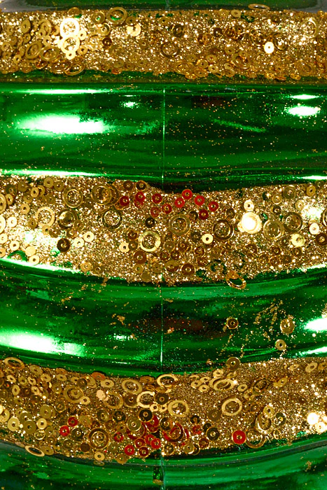 300Mm Plastic Ball with Glitter/Sequin Ornament Green - Image 2
