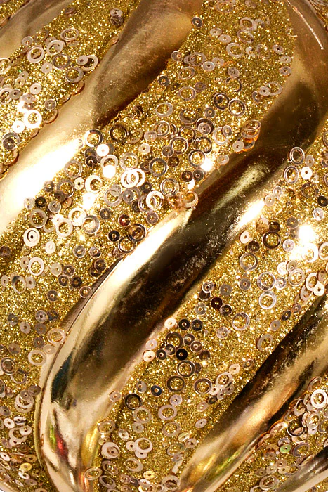 300Mm Plastic Pumpkin Ball with Glitter/Sequin Ornament Champagne/Gold - Image 2