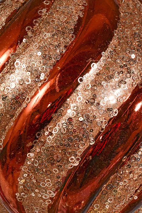 300Mm Plastic Pumpkin Ball with Glitter/Sequin Ornament Copper - Image 2