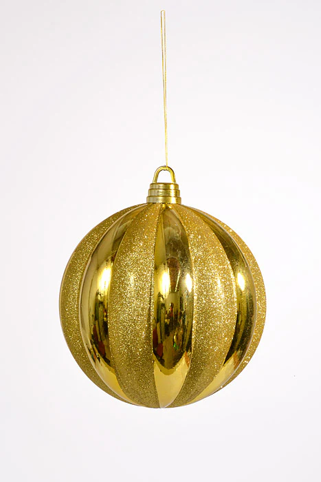 300Mm Shiny Pumkin Ball With Glitter Ornament Gold