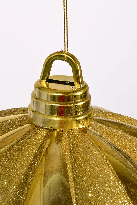 300Mm Shiny Pumkin Ball With Glitter Ornament Gold - Image 2