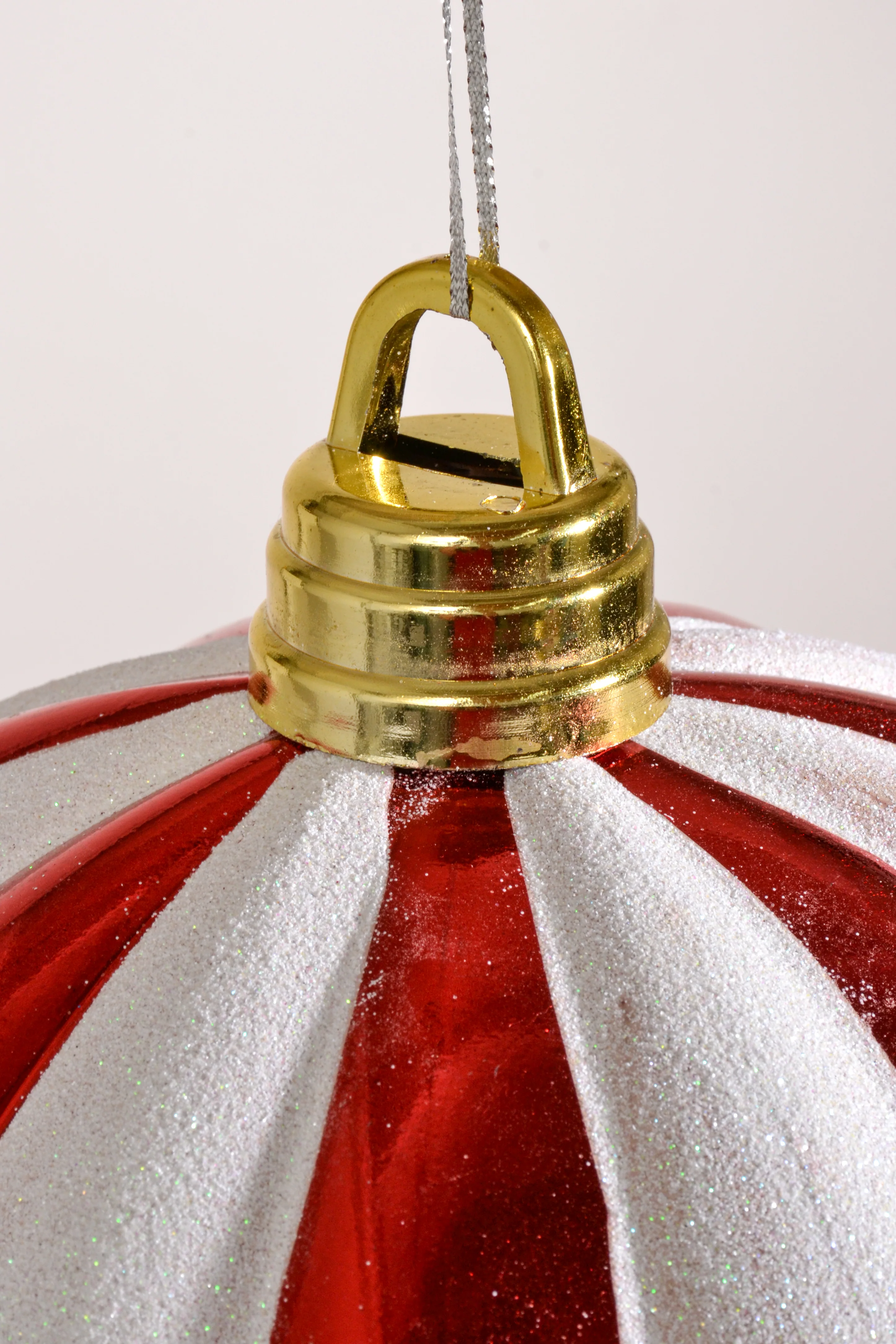 300Mm Shiny Pumpkin With Laser Ornament Red/White - Image 2