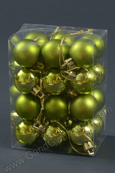 30mm Shiny & Matte Plastic Ball Ornament Apple Green Pkg/24 - Image 2