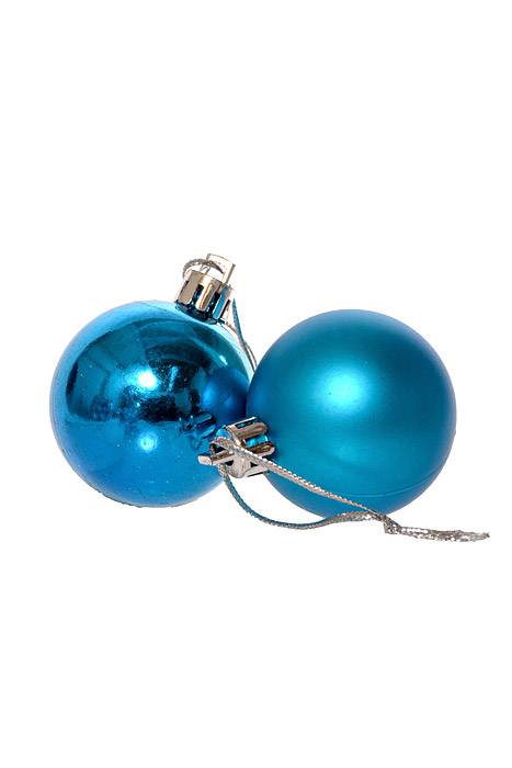 30mm Shiny & Matte Plastic Ball Ornament Turquoise Pkg/24