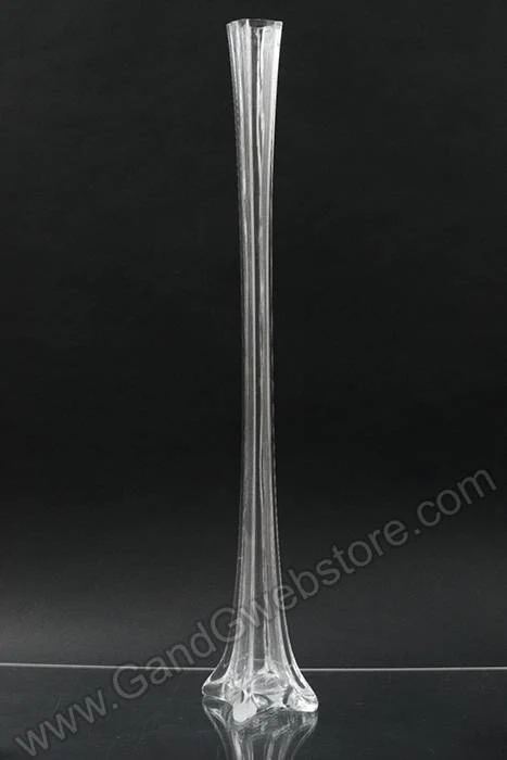 31.5" Eiffel Tower Glass Vase Clear