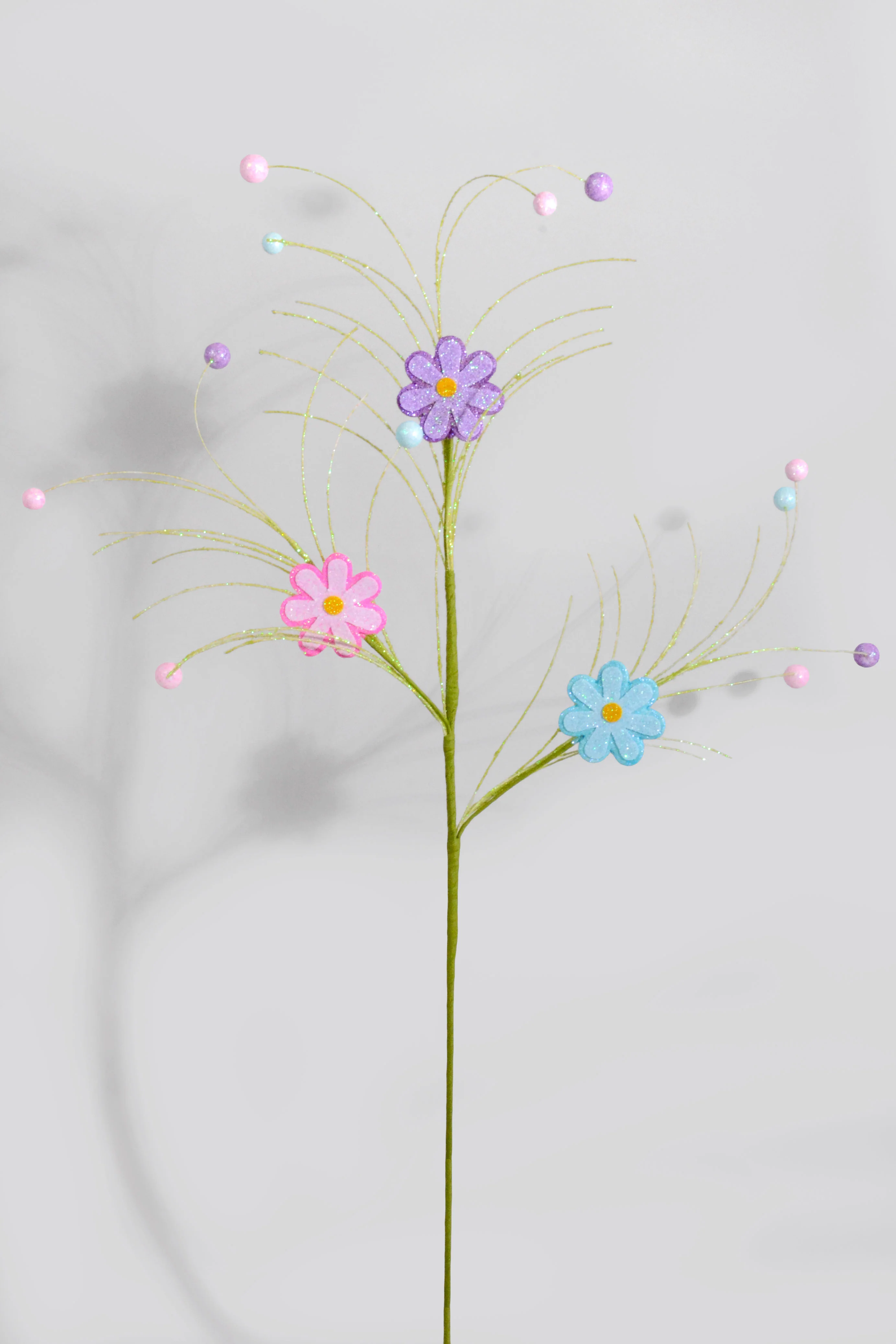 31.5" Glitter Daisy Twig Ball Purple/Pink/Blue