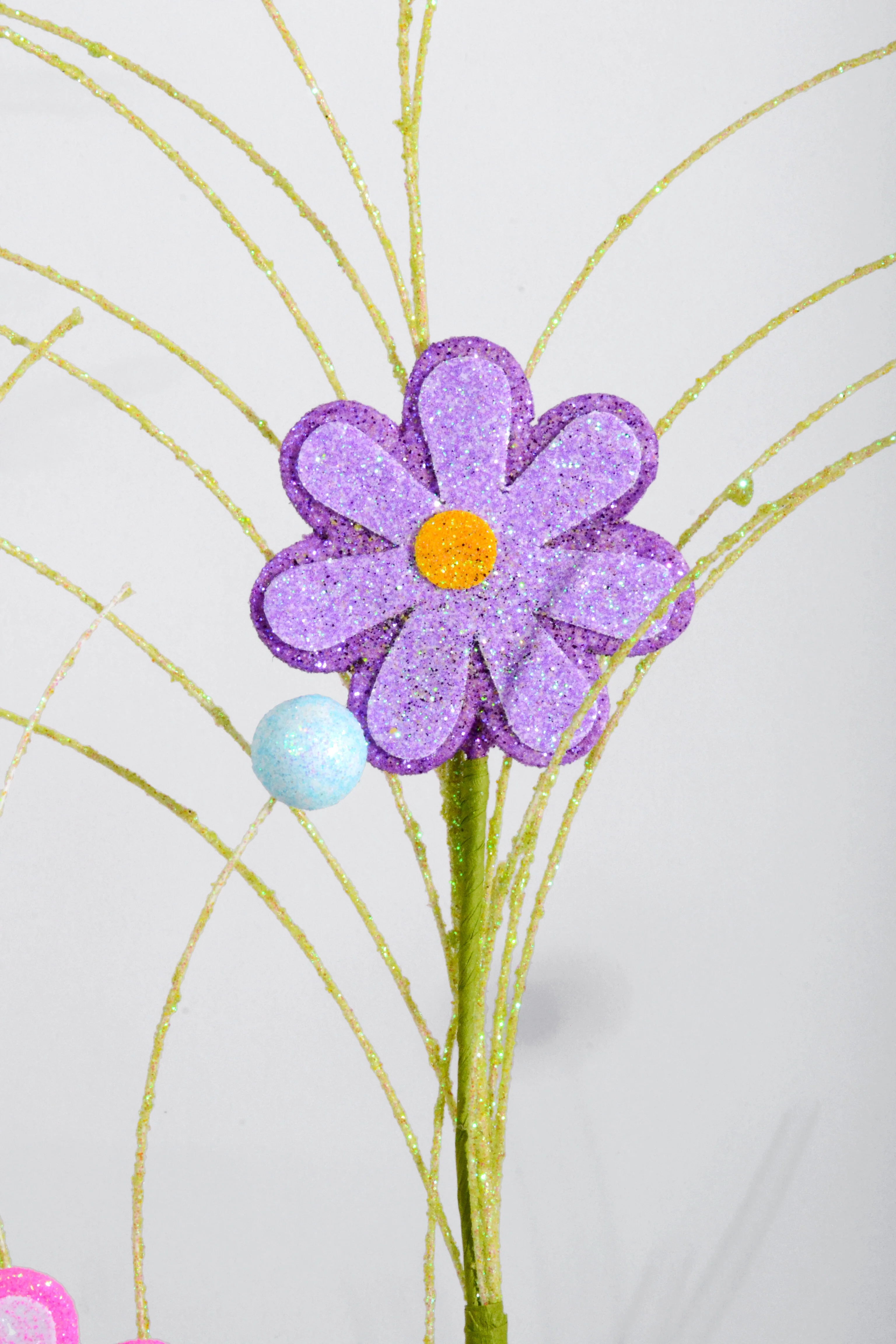 31.5" Glitter Daisy Twig Ball Purple/Pink/Blue - Image 2