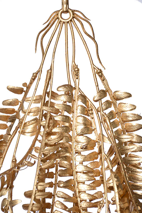 31.5" Metallic Fern Hanging Bush Gold - Image 2