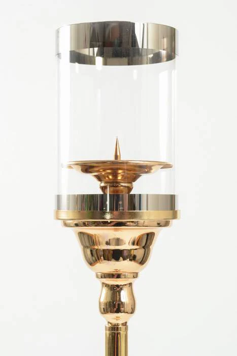 31" Metal Candle Holder Stand W/glass Gold - Image 2