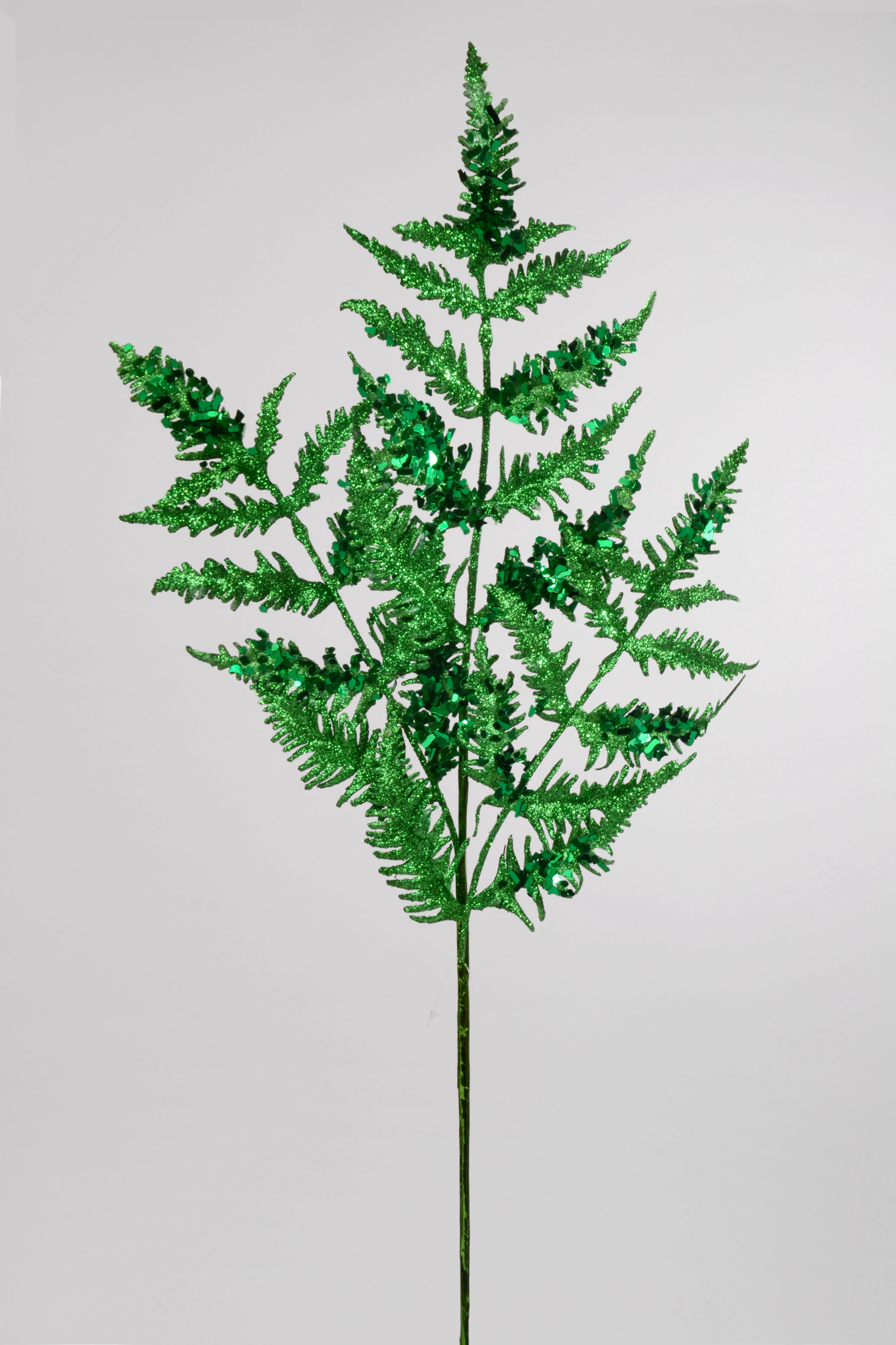 31" Metallic Leaf Spray With Glitter Green
