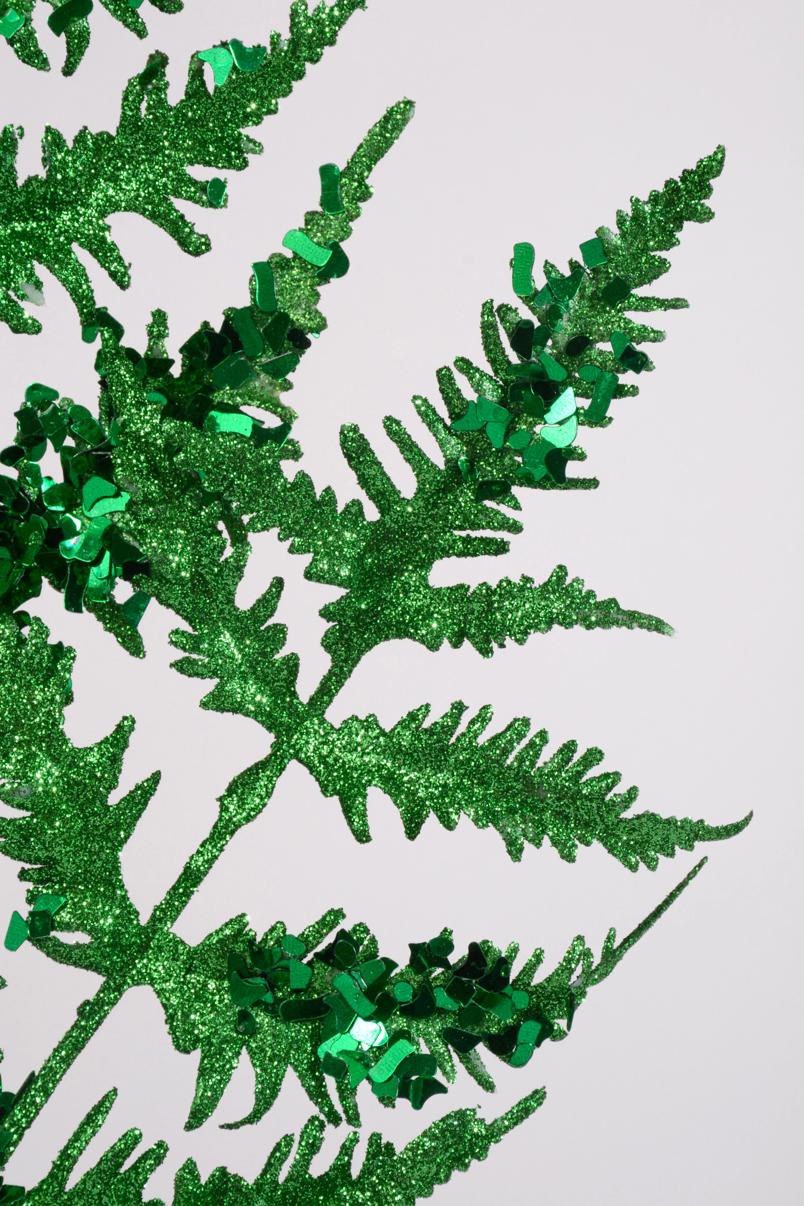 31" Metallic Leaf Spray With Glitter Green - Image 2