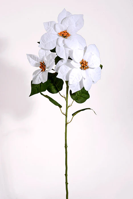 31" Velvet Poinsettia Spray White