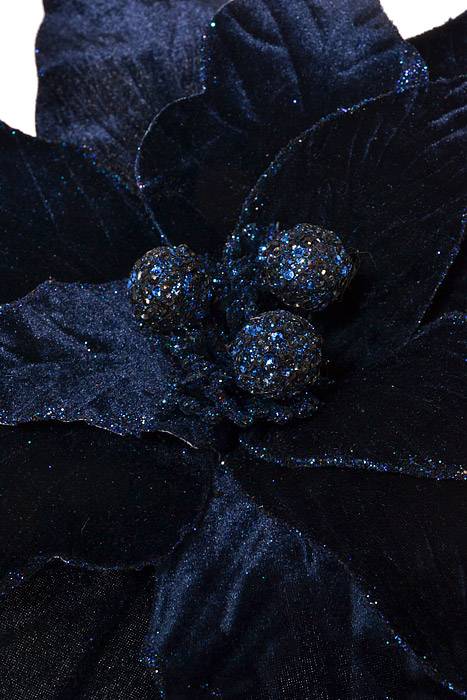 32.5" Velvet Poinsettia Stem Royal Blue - Image 2