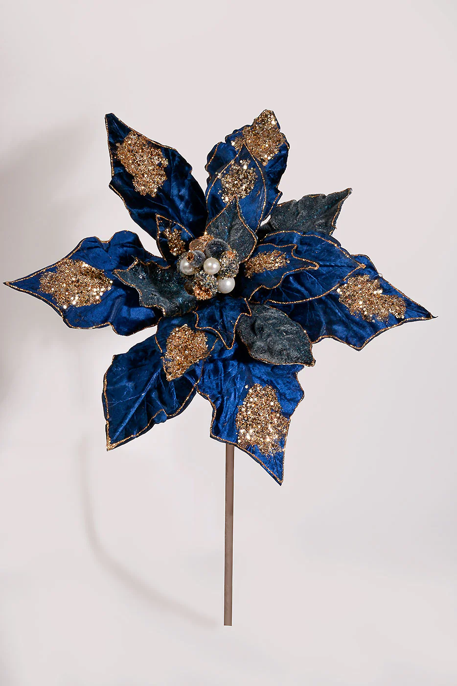 32" Fantasy Poinsettia Stem Midnight Blue