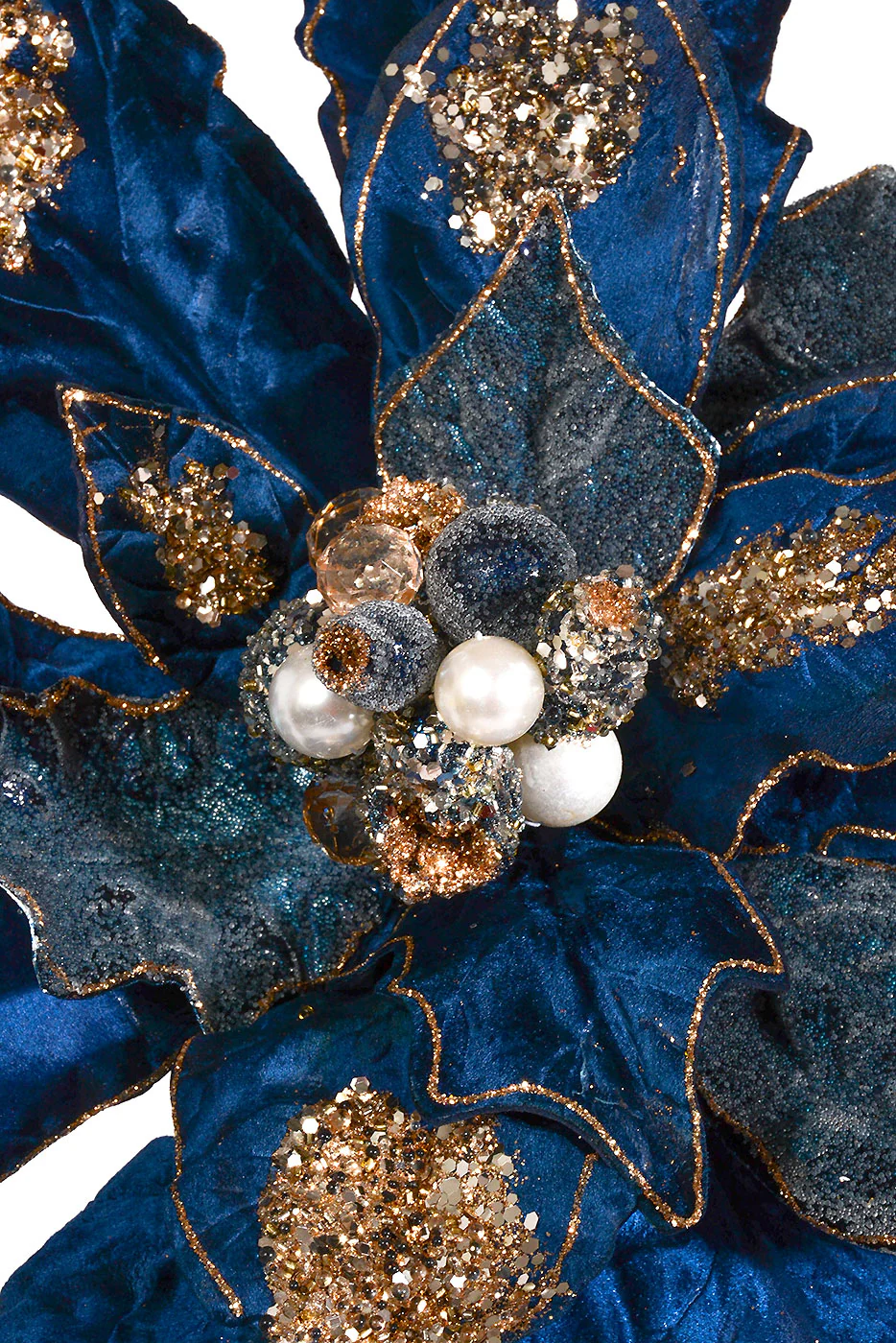 32" Fantasy Poinsettia Stem Midnight Blue - Image 2