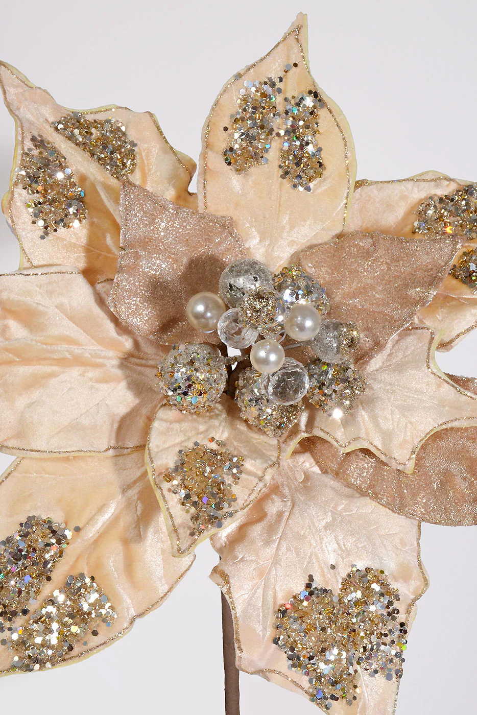 32" Grande Glamour Poinsettia Stem Champagne/Cream - Image 2
