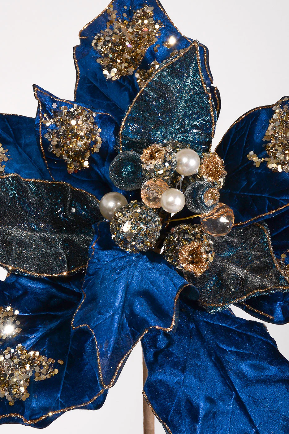 32" Grande Glamour Poinsettia Stem Midnight Blue - Image 2