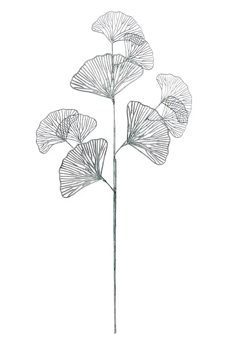 32" Metallic Gingko Leaf Spray Blue