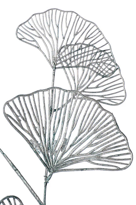 32" Metallic Gingko Leaf Spray Blue - Image 2